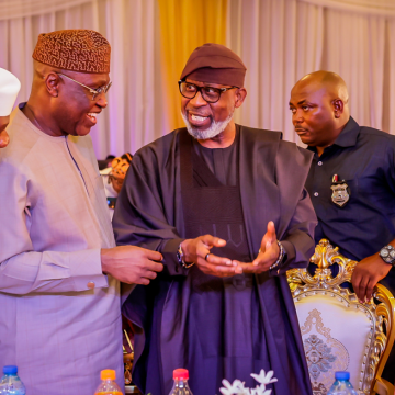 PHOTO: GOV OYEBANJI, SENATOR BAMIDELE, DR ALAKE AT EKITI STAKEHOLDERS MEETING