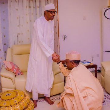 Mallam Nasiru Elrufai, Dujima of Adamawa and Alh. Musa Halilu Paid a Sallah Homage to His Excellency Muhammadu Buhari