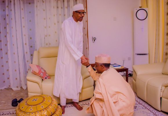 Mallam Nasiru Elrufai, Dujima of Adamawa and Alh. Musa Halilu Paid a Sallah Homage to His Excellency Muhammadu Buhari