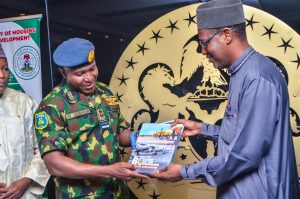 Picture moment from the visit of the Chief of Air Staff, Nigerian Airforce Air Marshal Hassan Bala Abubakar to the FMHUD